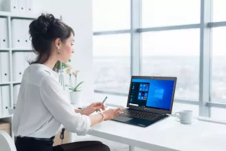 Woman using laptop