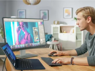 man working at computer