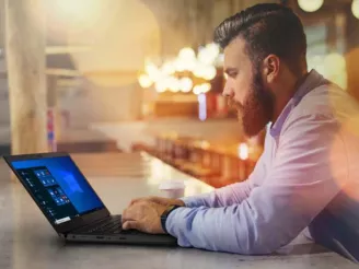 A man working on a laptop