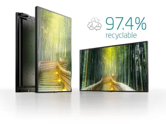 Sharp NEC displays with 97.4% recyclability text