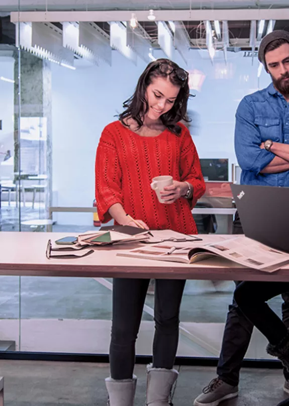 People working at computer