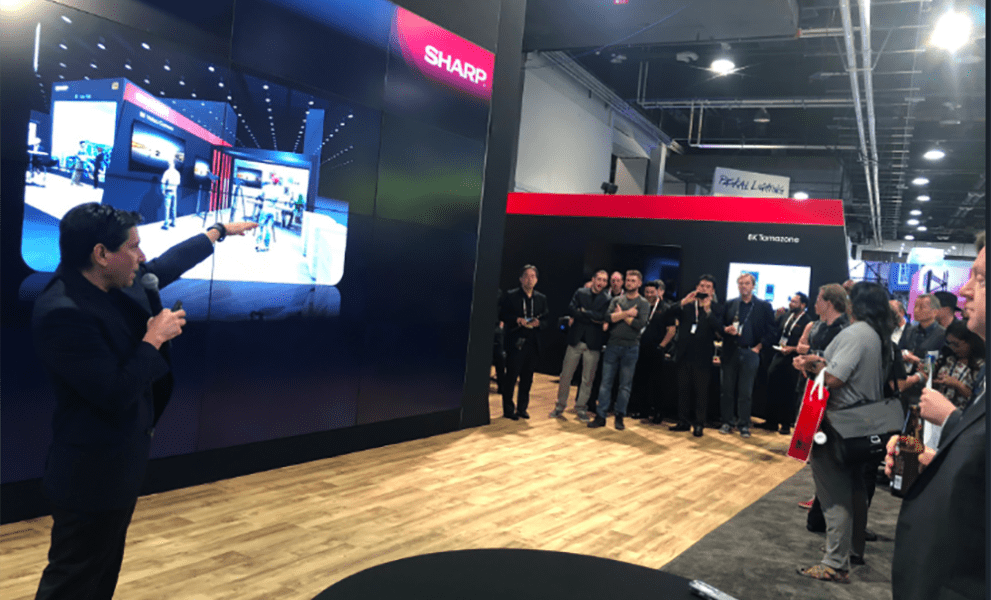 The Sharp 8K Video Wall comprising of 16 screens.